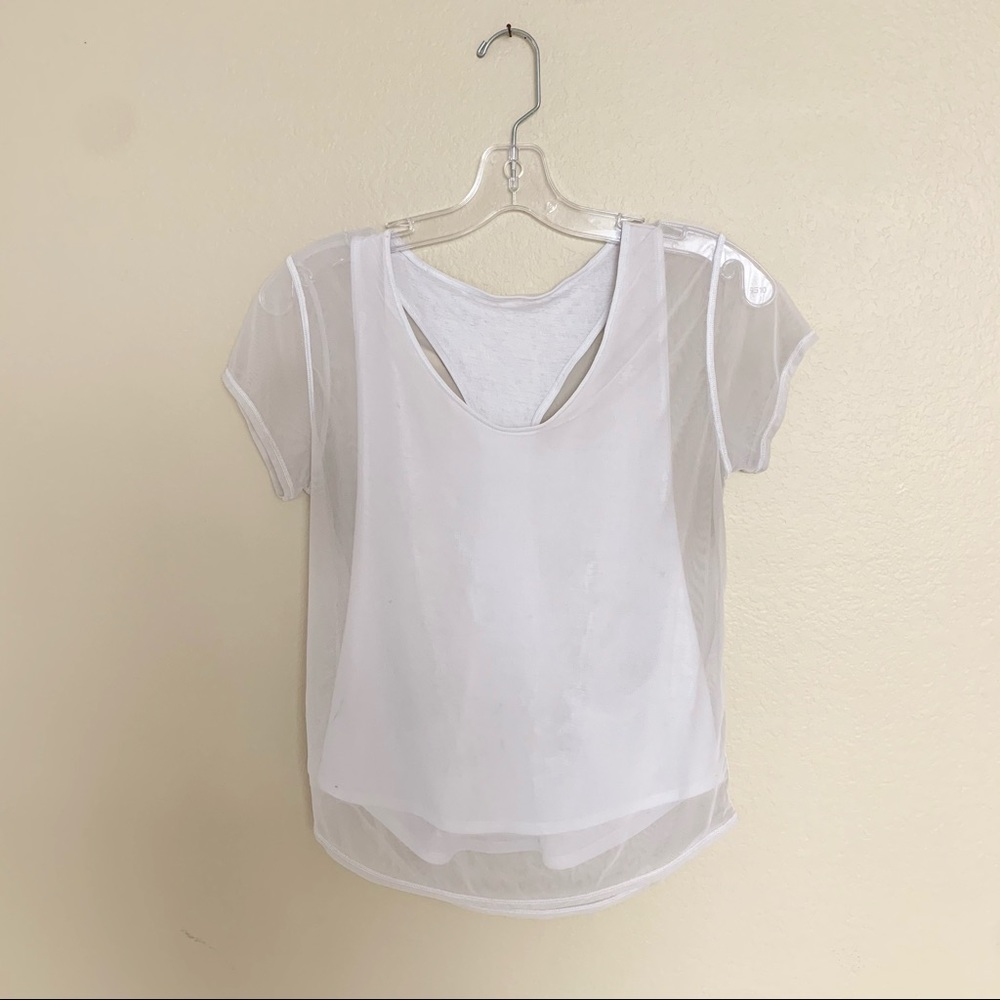 LULULEMON Razor Back Tank with sheer overlay tee
